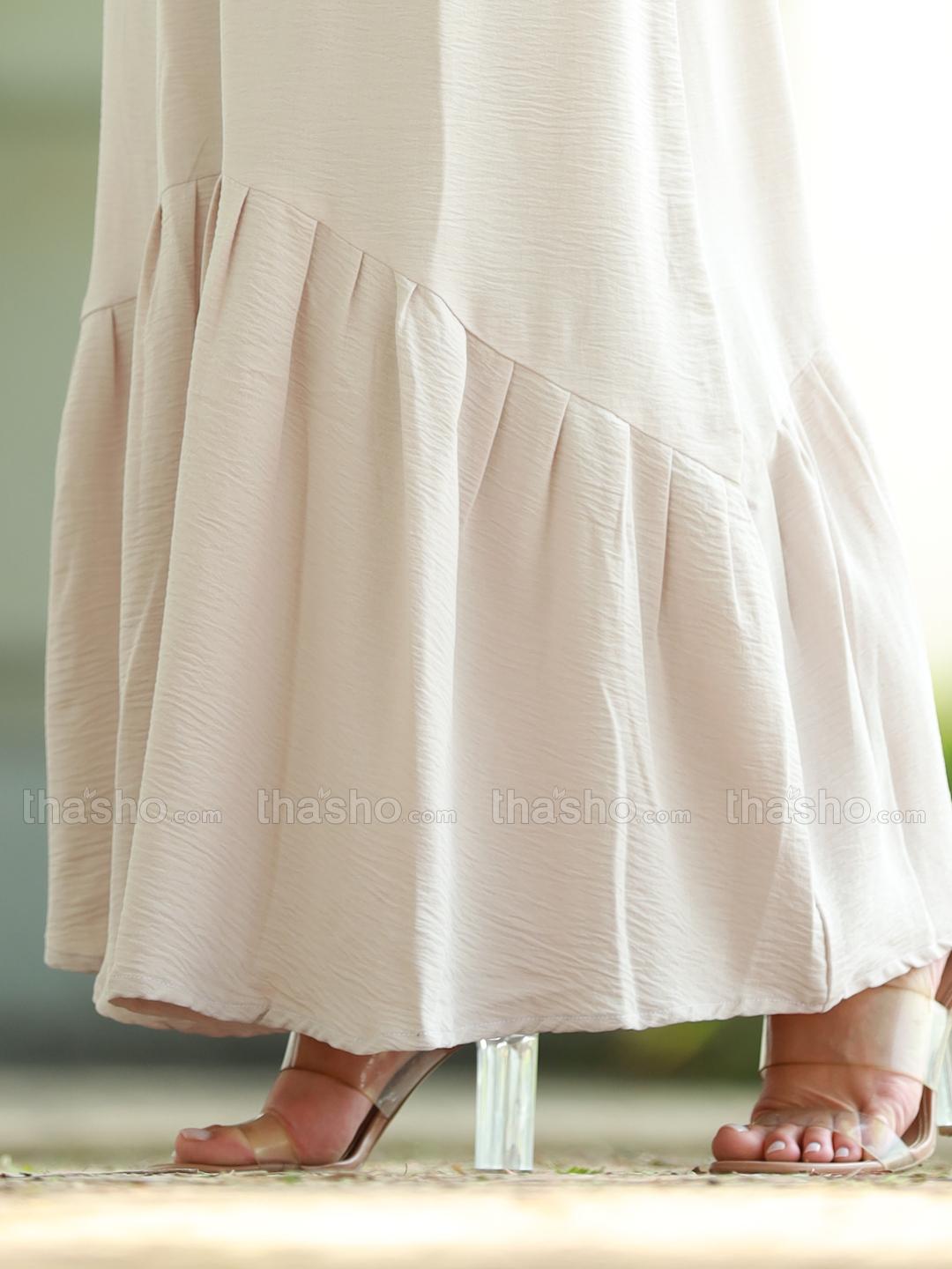 Black and Almond CEY Modest Dress with a Belt 