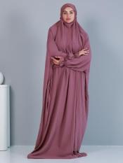 Elegant Islamic Prayer Dress In Dull Magenta