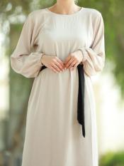Black and Almond CEY Modest Dress with a Belt  Thump