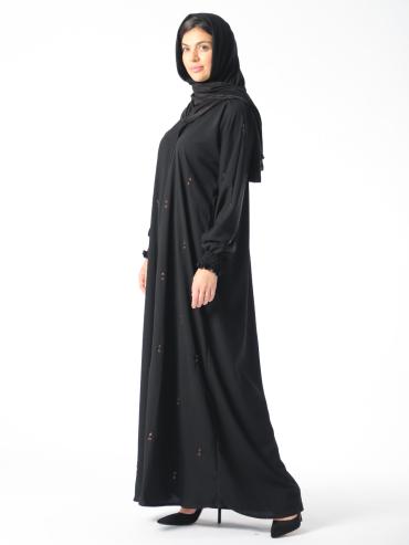 Simple Abaya with Handwork on the Front and Sleeves