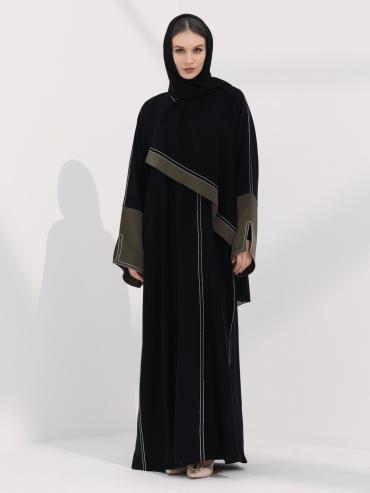 Black Elegant Abaya with Designed Stitching 