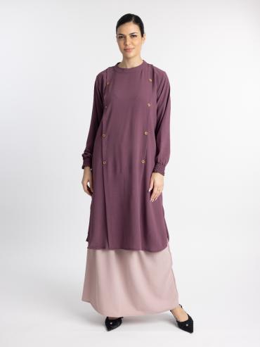 Dull Magenta And Blush Pink Stylish Two Pieces Skirt Abaya 