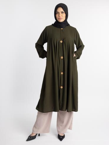 Olive and Almond Modest TwoPiece Tunic Abaya 