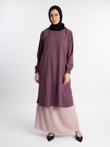 Dull Magenta And Blush Pink Stylish Two Pieces Skirt Abaya 