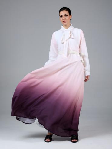 Ombre Formal Dress With Tie Up Neck
