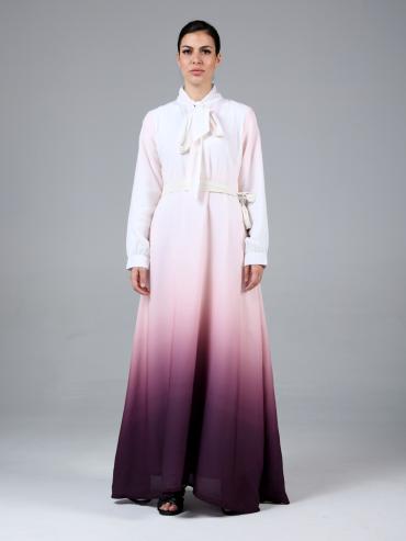 Ombre Formal Dress With Tie Up Neck
