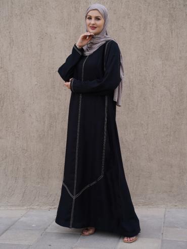 Abaya with Dori Lacework on the Front and Sleeves