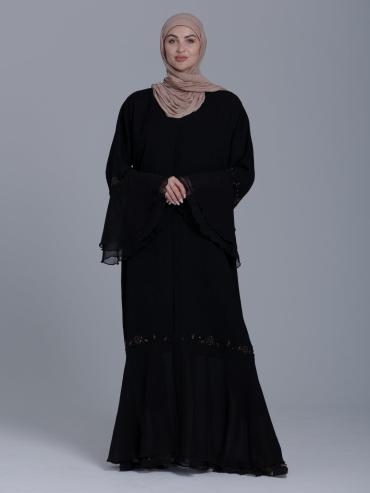 Black Abaya by Zoom with Crystal Handwork