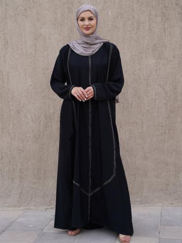 Abaya with Dori Lacework on the Front and Sleeves