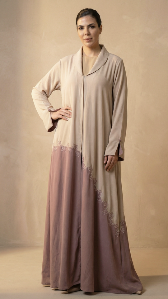 Bulk Stylish FloralDesigned Front Open Abaya