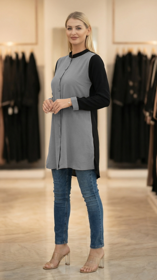 Wholesale Brown and Black CEY Kurti with Show Buttons on the Front