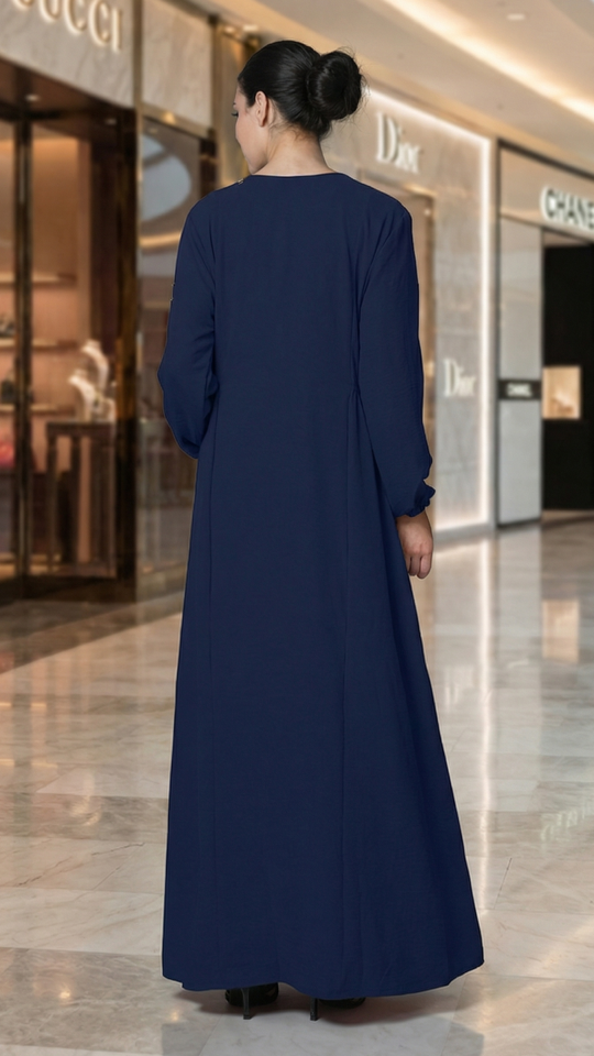 Bulk Navy Blue Yusra Modest Abaya with Two Side Pockets