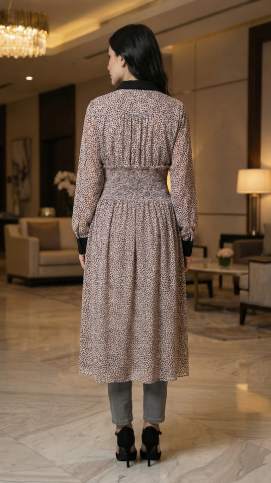 Polka Dot Printed Modest Dress