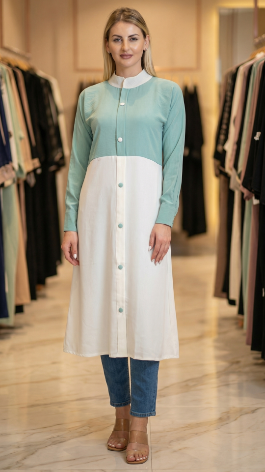 Wholesale CEY Kurti with a Shrug and Show Buttons on the Front in Brown and Almond