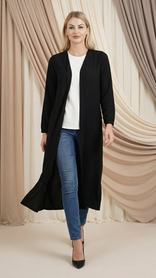 Bulk CEY Kurti with an Attached Shrug and Belt in Black and Offwhite