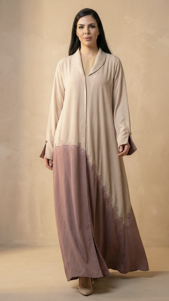 Bulk Stylish FloralDesigned Front Open Abaya