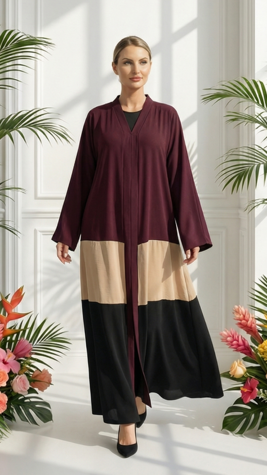 Multi Colour Zoom Simple Front Open Abaya