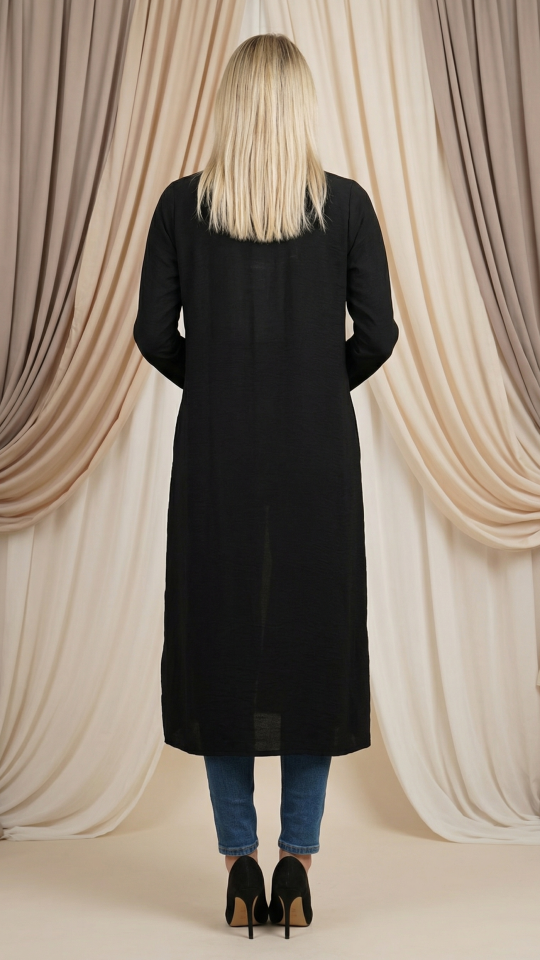 Bulk CEY Kurti with an Attached Shrug and Belt in Black and Offwhite