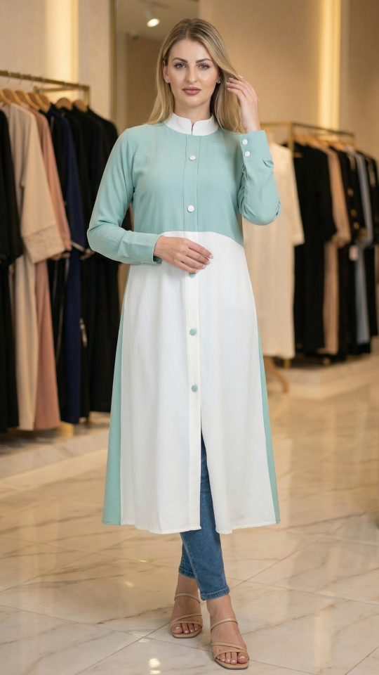 Wholesale CEY Kurti with a Shrug and Show Buttons on the Front in Brown and Almond