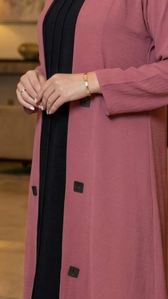 CEY Kurti with a Shrug and Show Buttons on the Front in Puce Pink and Black