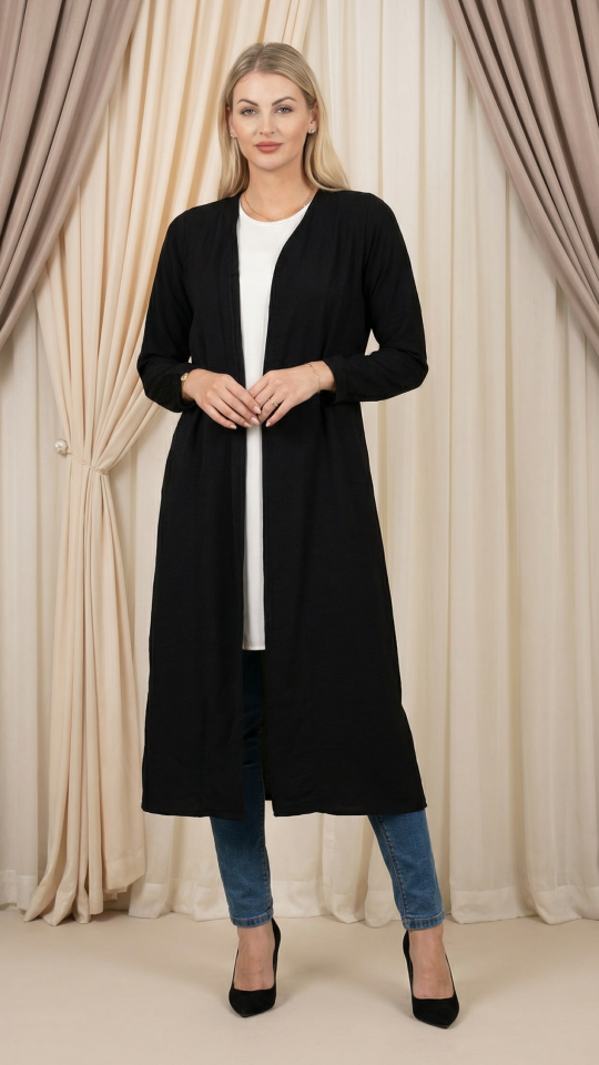 Bulk CEY Kurti with an Attached Shrug and Belt in Black and Offwhite