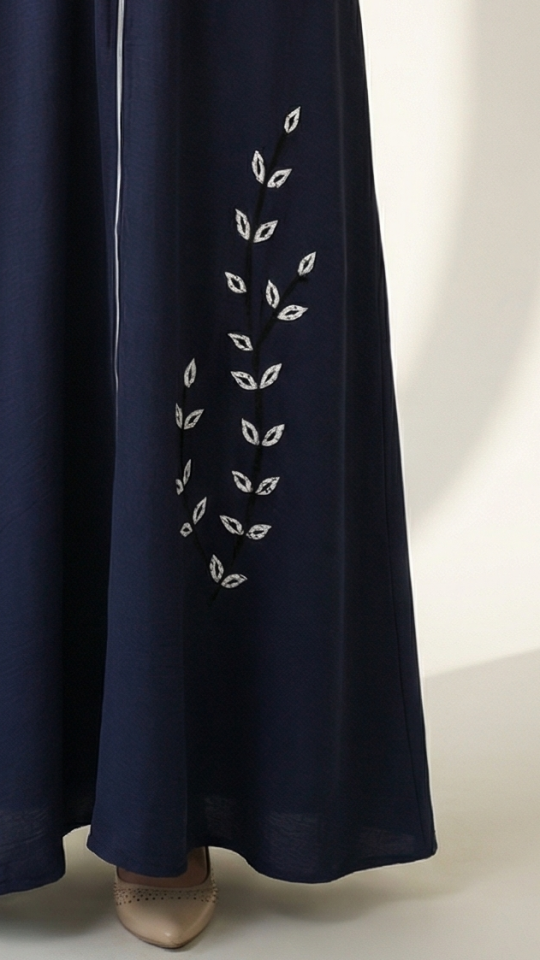 Bulk Zoom Abaya with Crystal Hand Work And Piping in Navy Blue