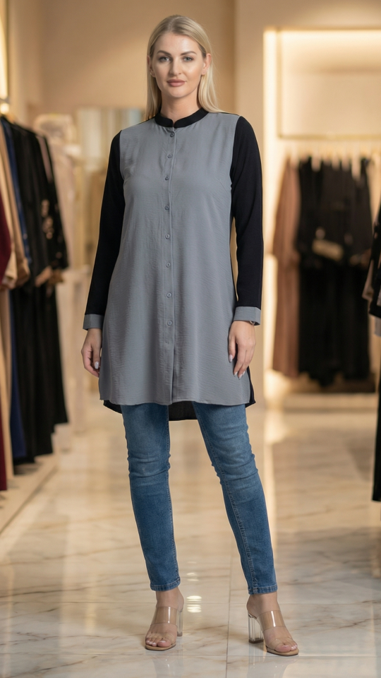Wholesale Brown and Black CEY Kurti with Show Buttons on the Front