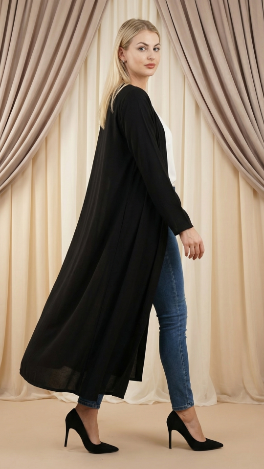 Bulk CEY Kurti with an Attached Shrug and Belt in Black and Offwhite