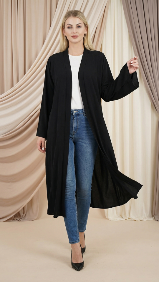 Bulk CEY Kurti with an Attached Shrug and Belt in Black and Offwhite