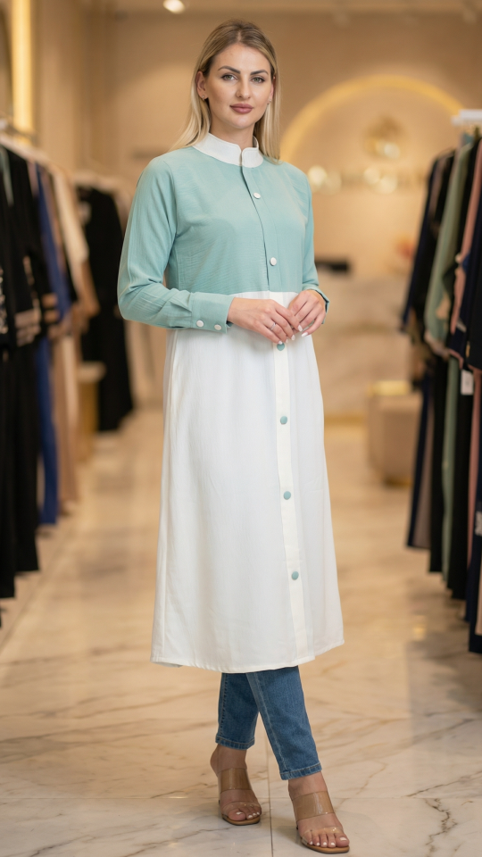 Wholesale CEY Kurti with a Shrug and Show Buttons on the Front in Brown and Almond