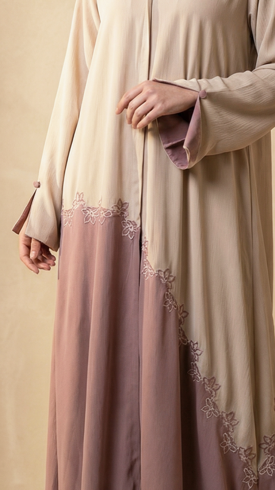 Bulk Stylish FloralDesigned Front Open Abaya