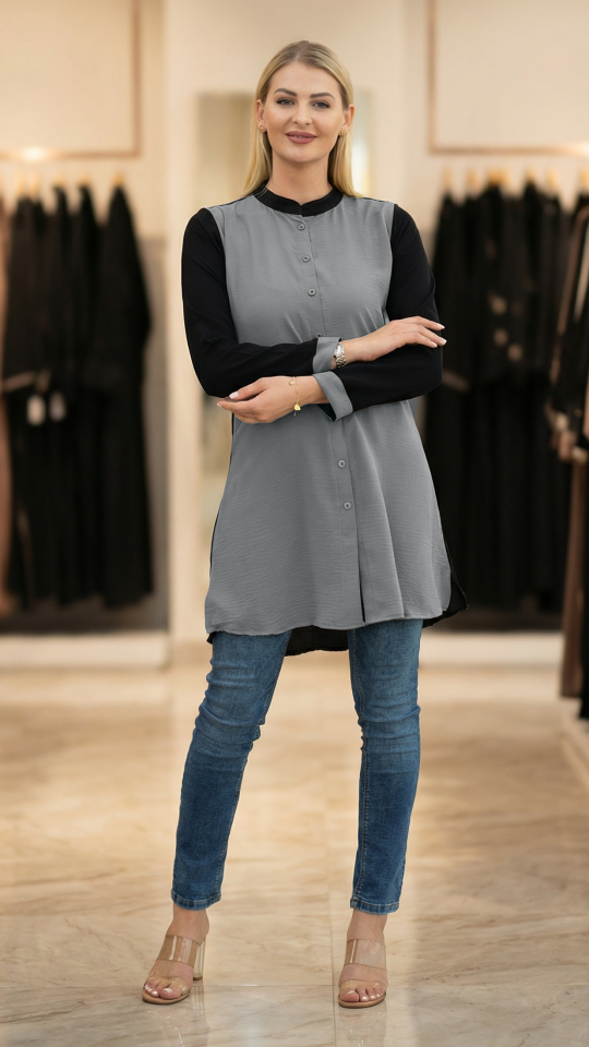 Wholesale Brown and Black CEY Kurti with Show Buttons on the Front