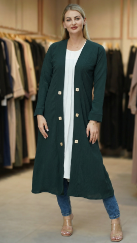 CEY Kurti with a Shrug and Show Buttons on the Front in Puce Pink and Off White