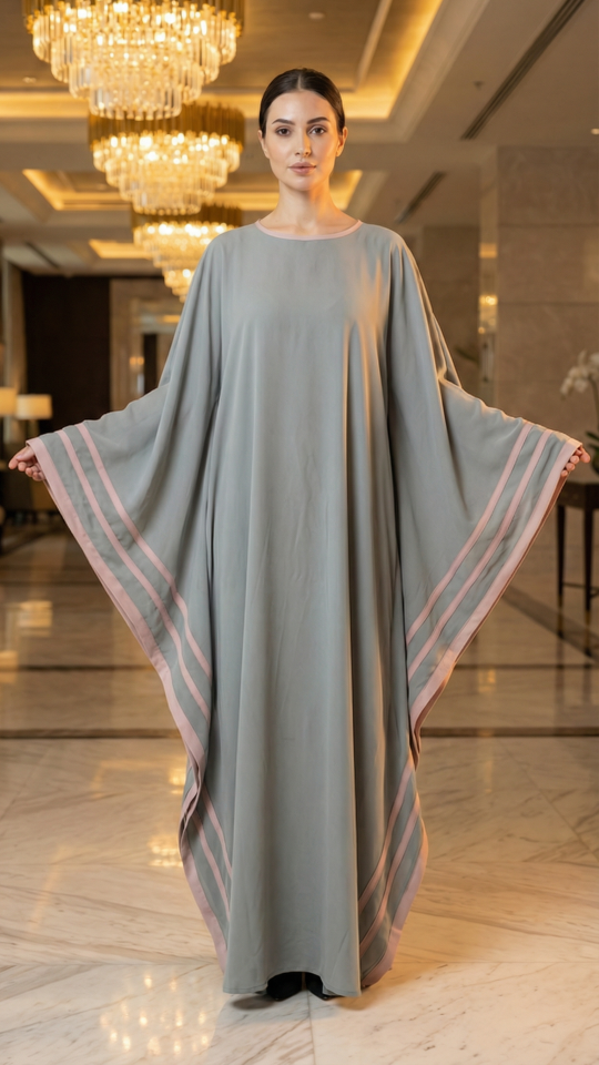 Wholesale Chrome Grey Kaftan Abaya