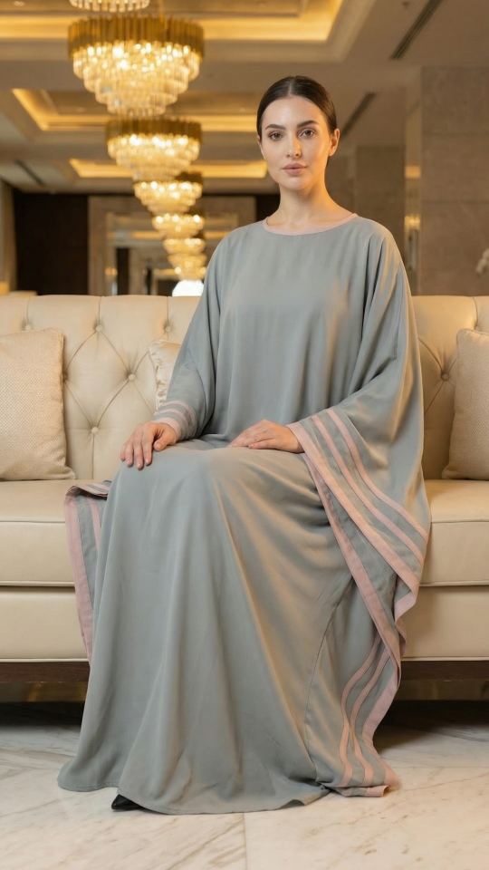 Wholesale Chrome Grey Kaftan Abaya