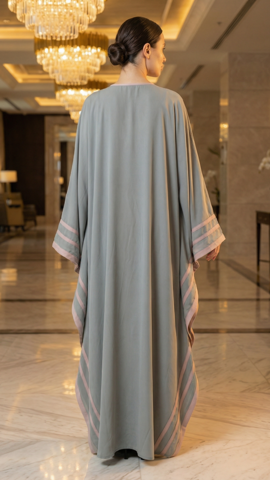 Wholesale Chrome Grey Kaftan Abaya