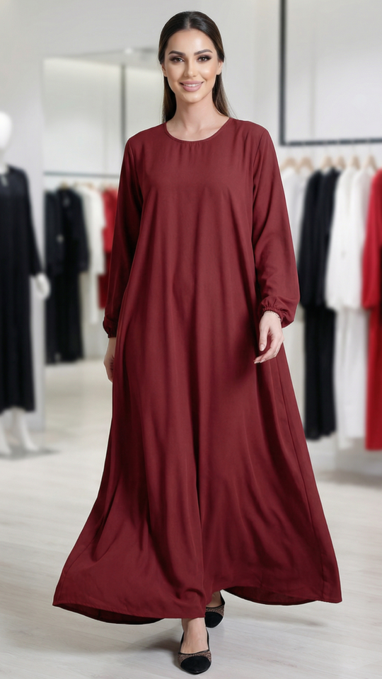 Maroon Simple Abaya