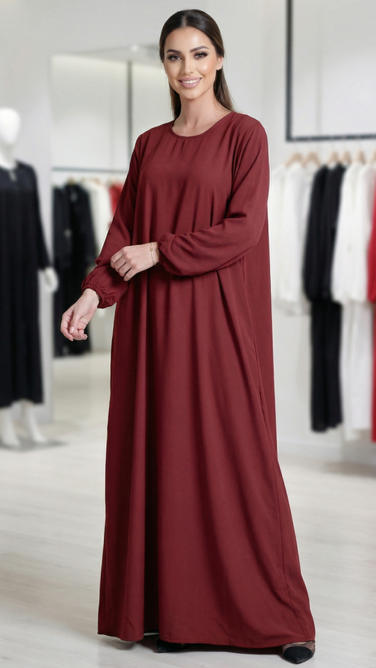 Maroon Simple Abaya