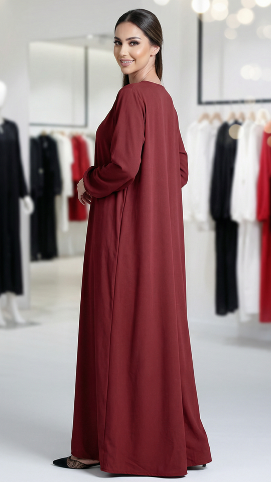 Maroon Simple Abaya