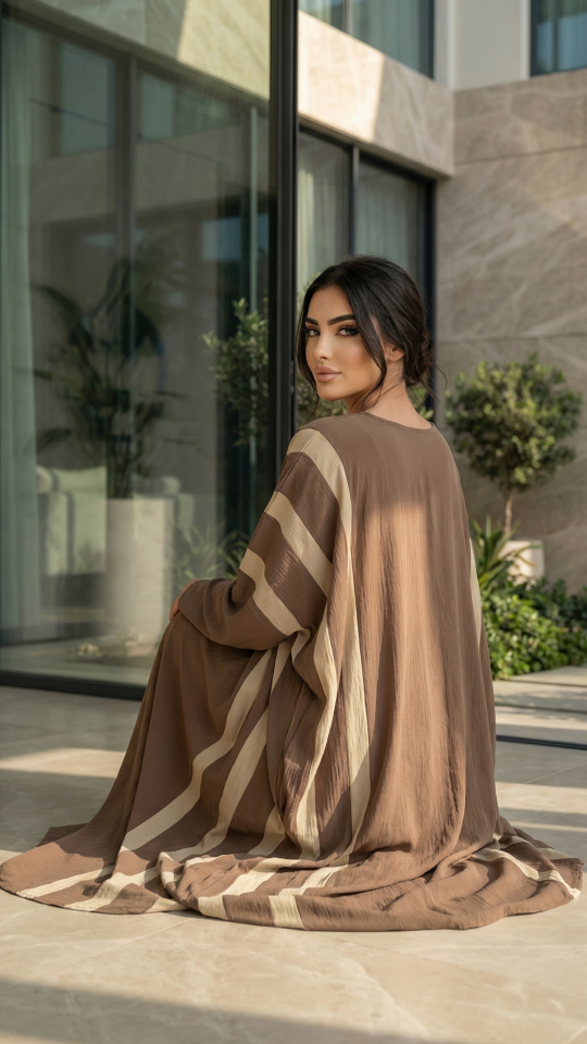 Wholesale Brown Kaftan with Cream Band Work