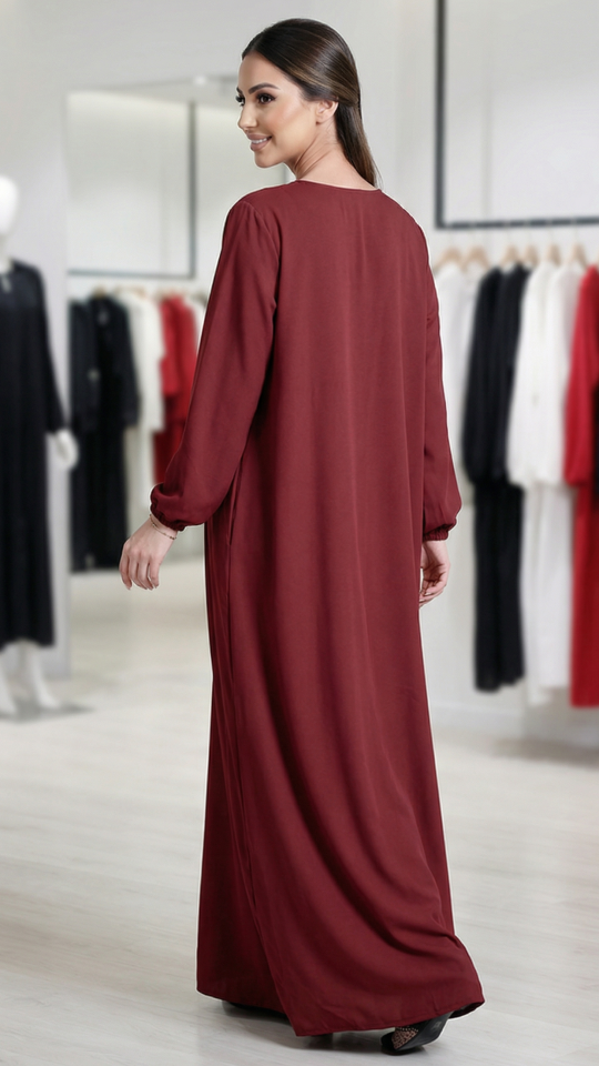 Maroon Simple Abaya