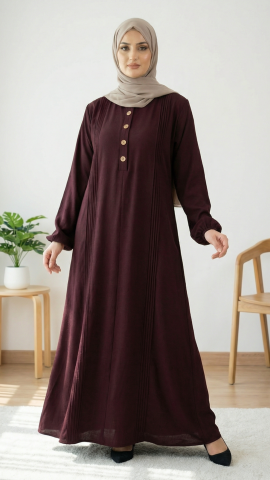 Wholesale Maroon Abaya with Show Buttons 