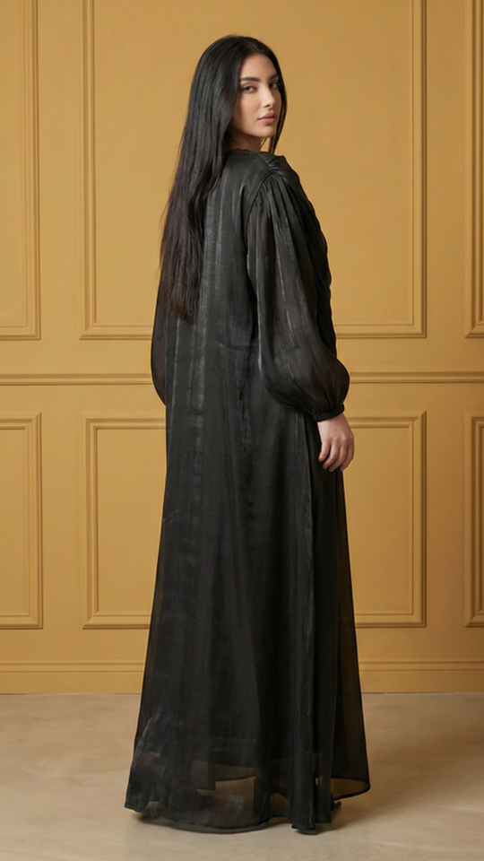 Black Abaya with Cowl Neck