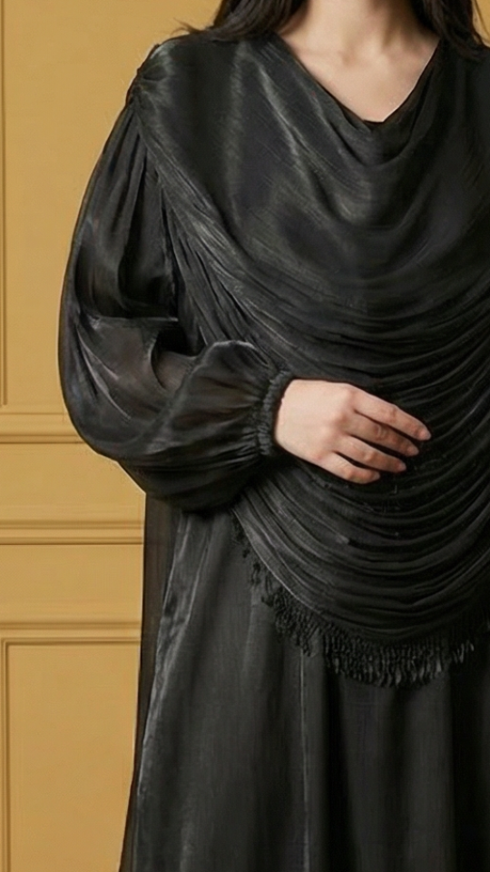 Black Abaya with Cowl Neck