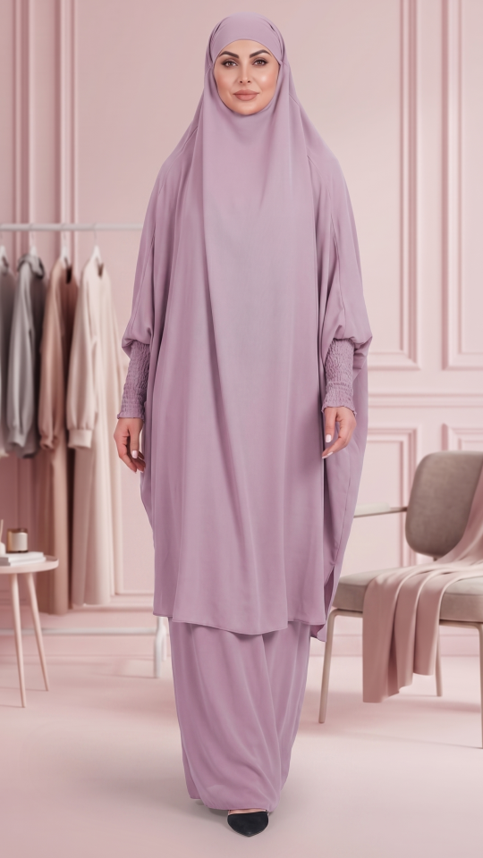 Wholesale Jilbab With Skirt And Niqab in Blush Pink