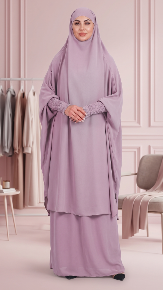 Wholesale Jilbab With Skirt And Niqab in Blush Pink