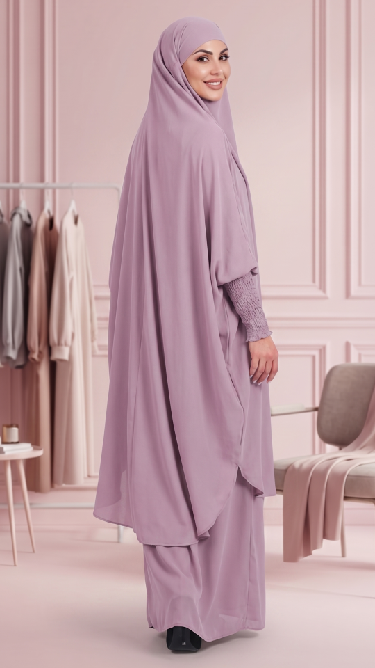 Wholesale Jilbab With Skirt And Niqab in Blush Pink