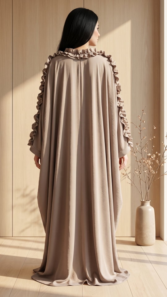 Wholesale Blush Pink Kaftan with Frill Work on the Sleeves and Neck