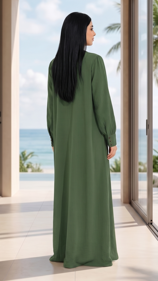Wholesale Olive Gorgeous Abaya with Show Buttons 