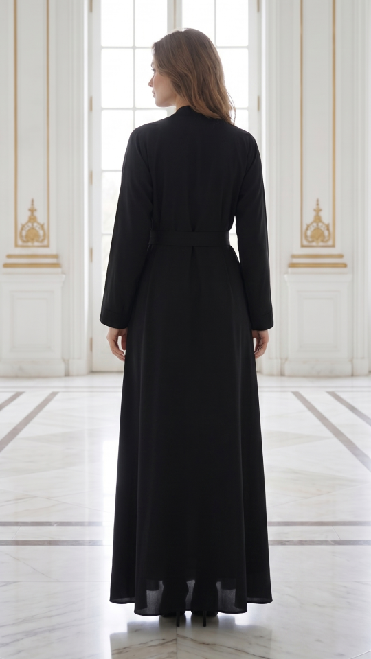  CEY Modest Dress with a Shrug Pearls on the Front and a Belt